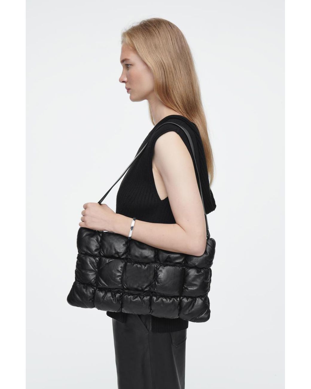 COS Pillow Quilted Clutch Bag - Leather in Black | Lyst