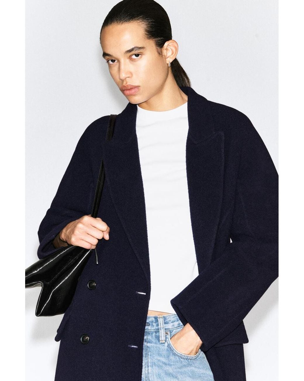 COS Black Tailored Double-Faced Wool Long Coat