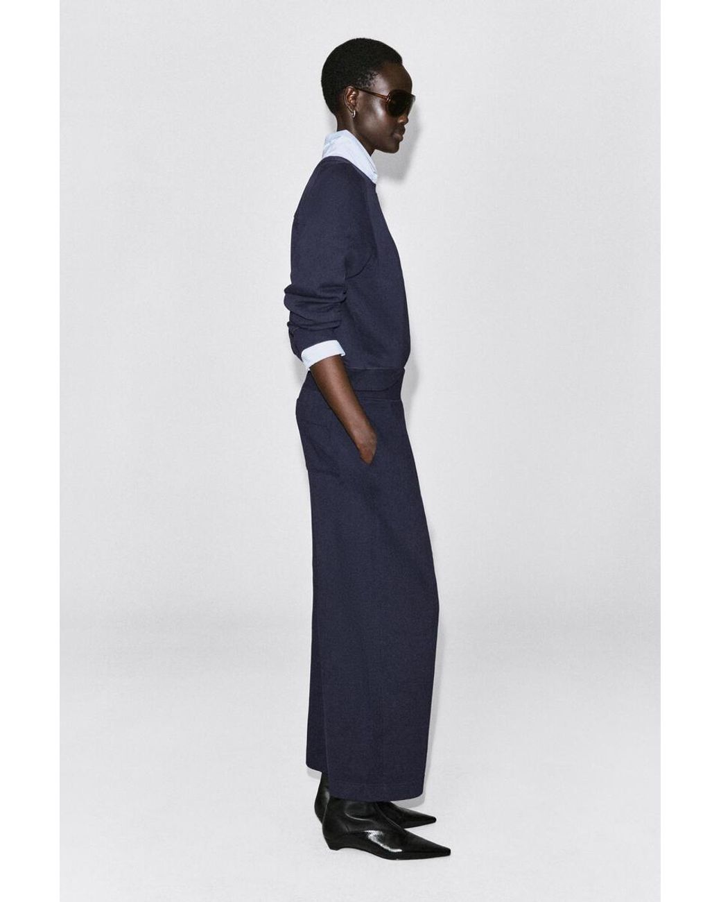 COS Blue Cotton Barrel-Leg Joggers
