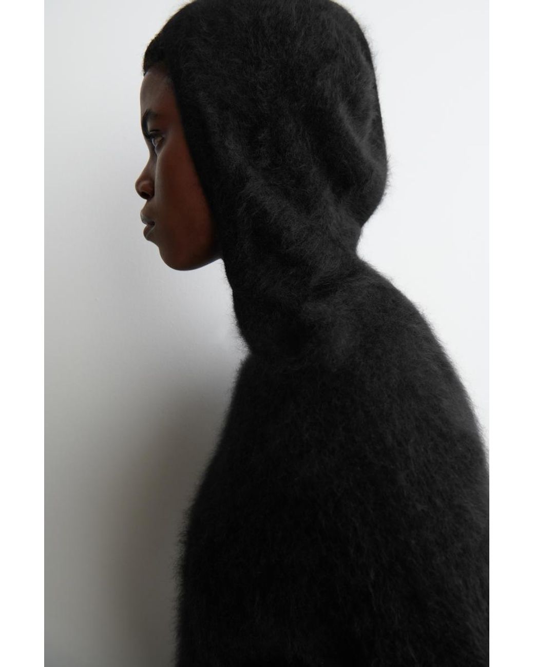COS Black Brushed-Cashmere Hoodie