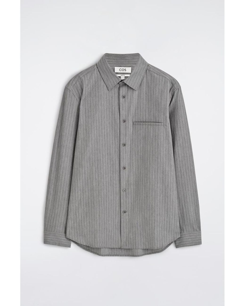 COS Gray Striped Cotton Shirt for men