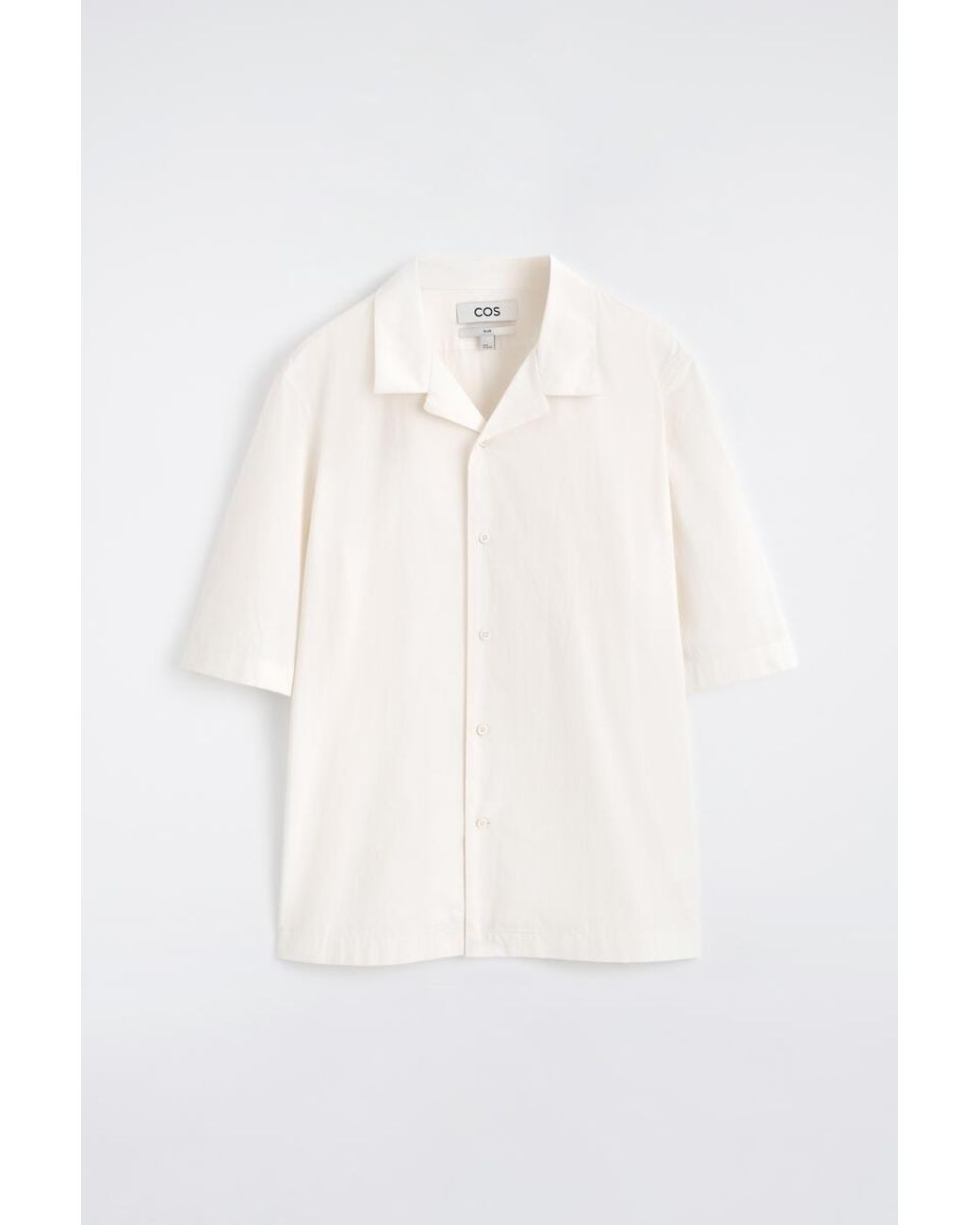 COS White Camp-Collar Slim-Fit Cotton Shirt for men