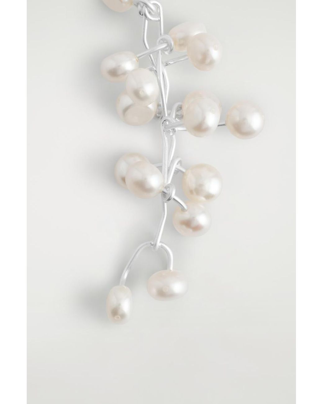 COS White Mismatched Cascading Freshwater Pearl Earrings