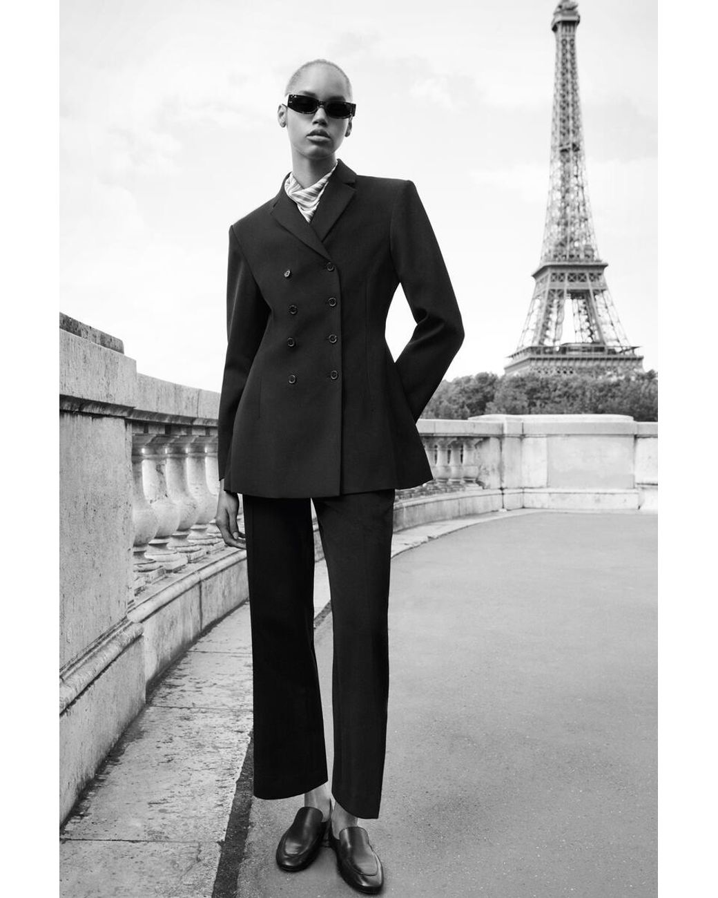 COS Black Cropped Flared Trousers