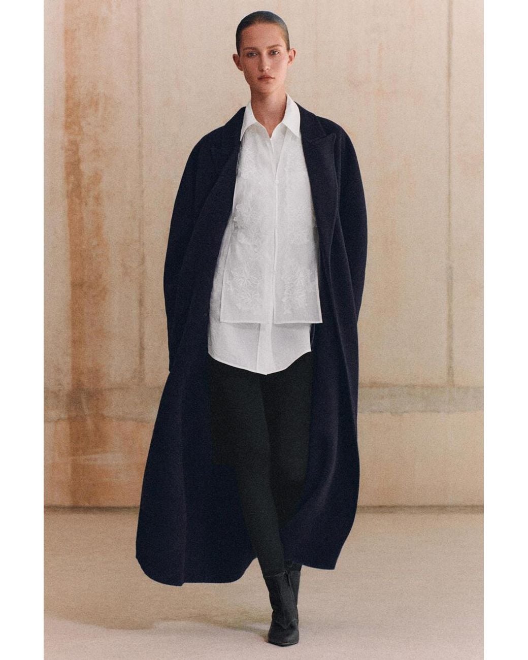 COS Black Tailored Double-Faced Wool Long Coat
