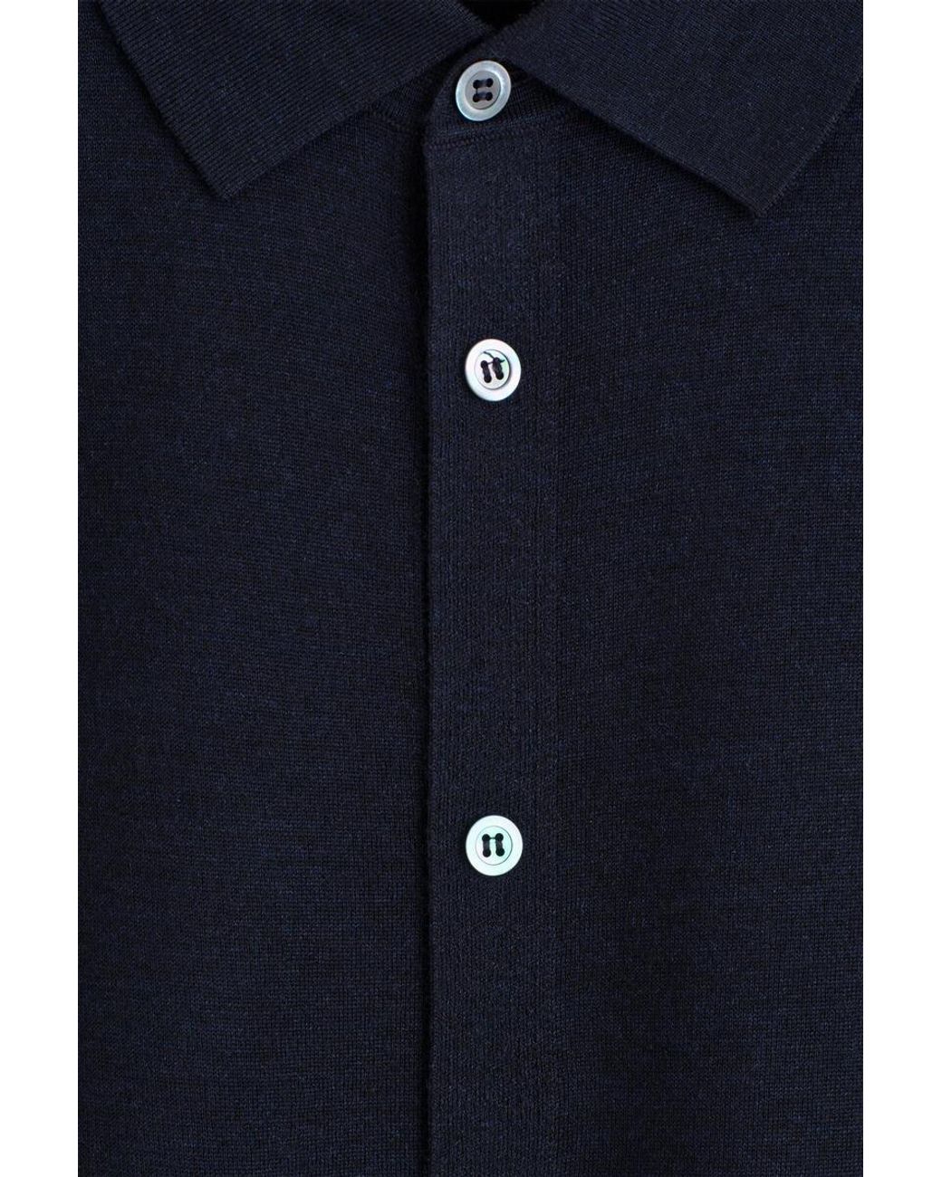 COS Blue Knitted Merino Wool Shirt for men