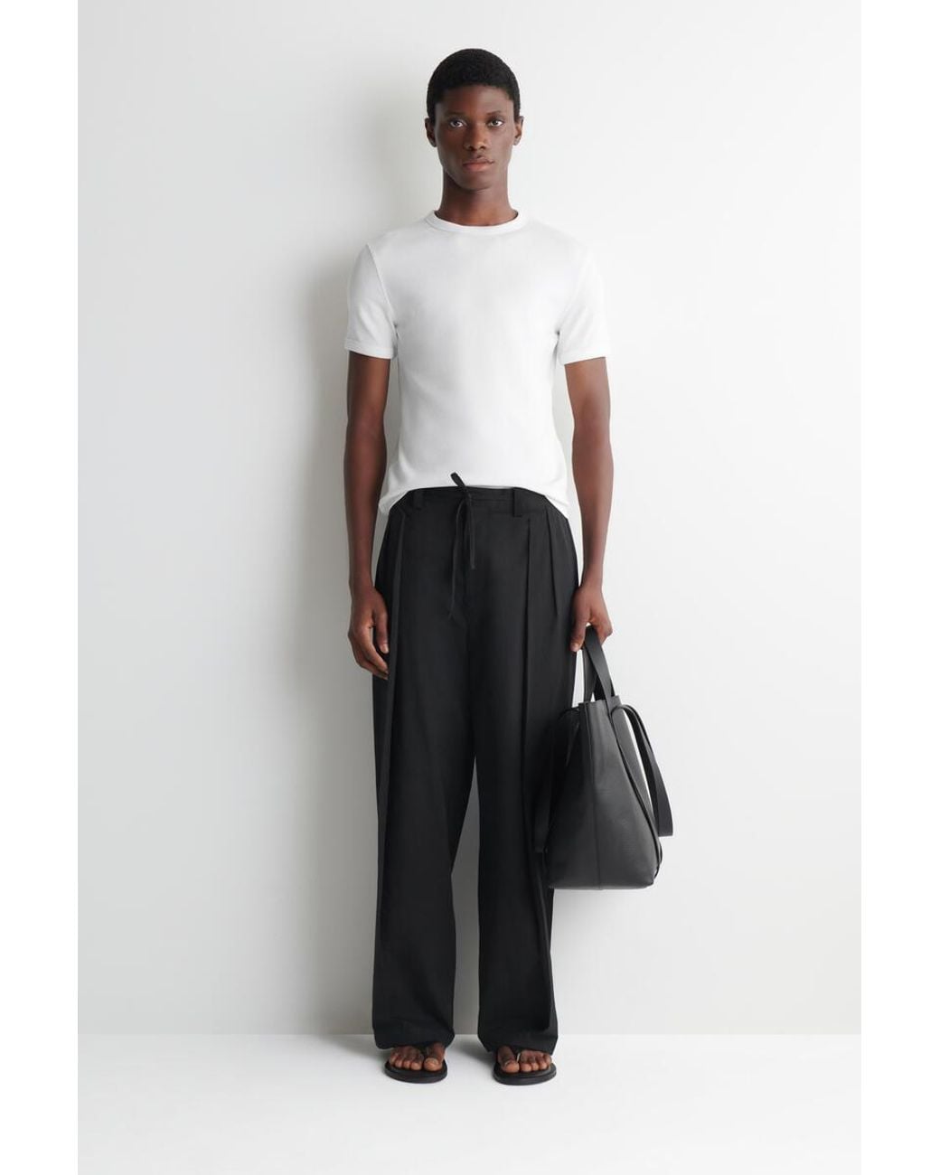 COS Slim Ribbed Cotton T-shirt in White for Men | Lyst