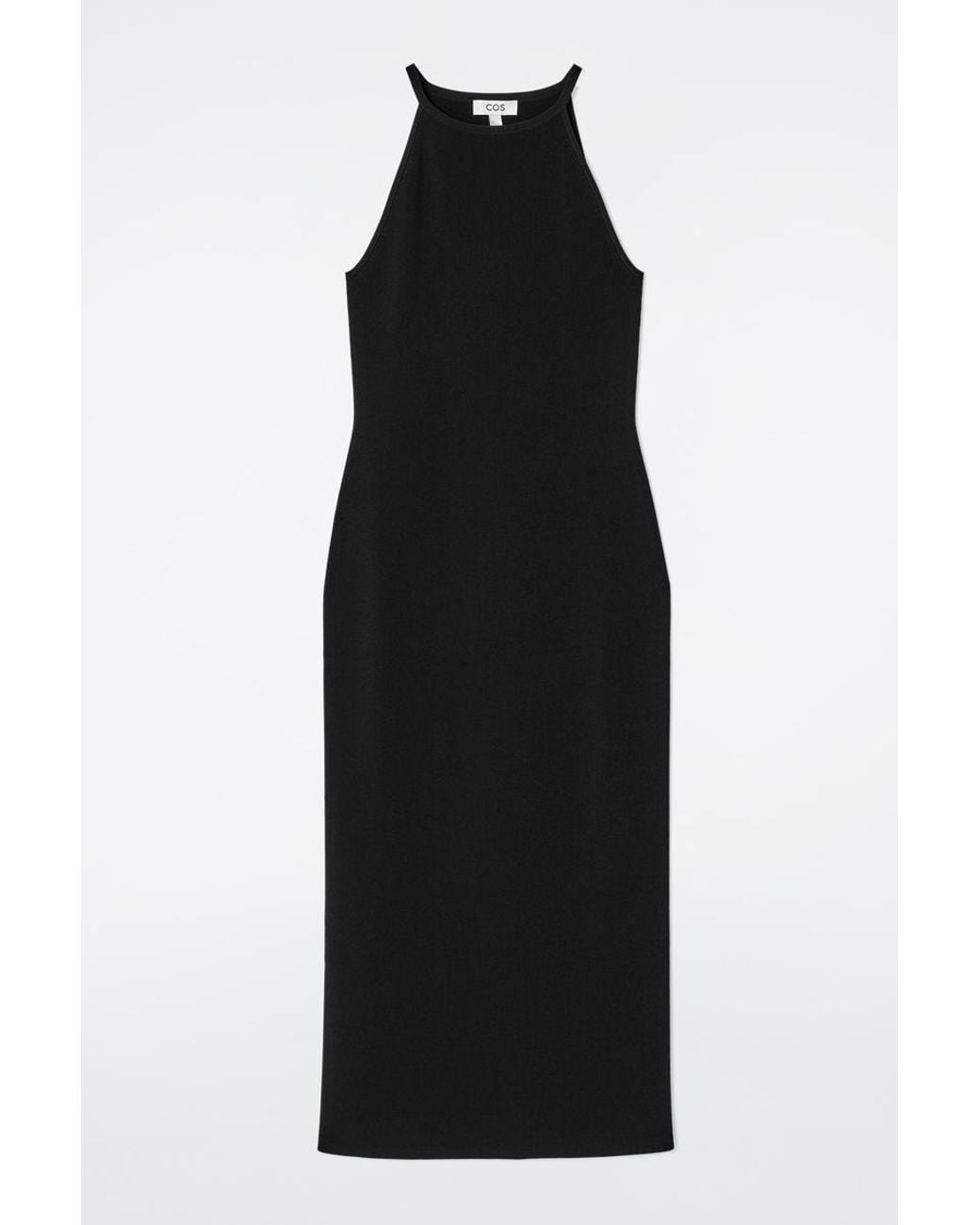 COS Contoured Knitted Midi Dress in Black | Lyst UK
