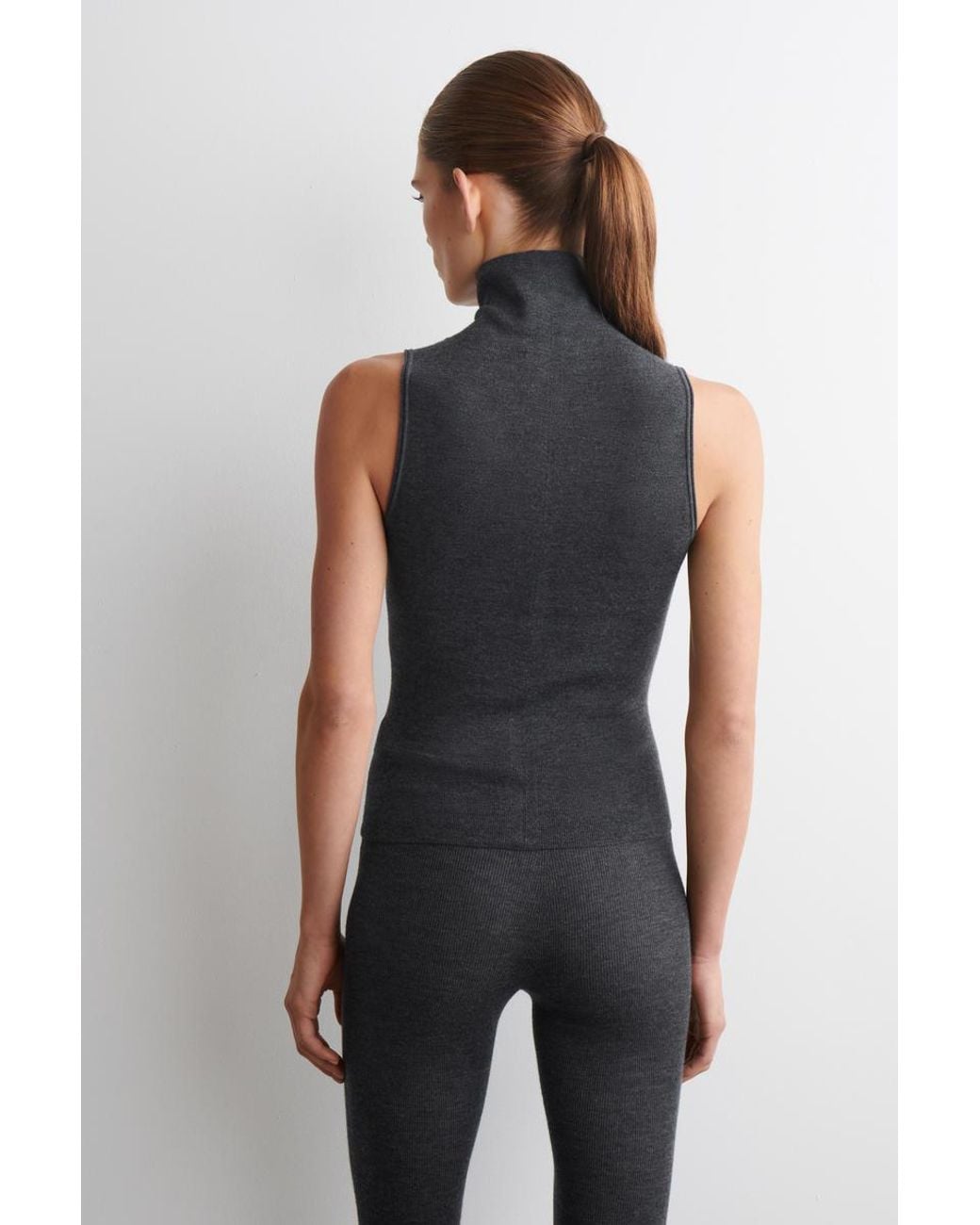 COS Black Seamless Merino Wool Turtleneck Top
