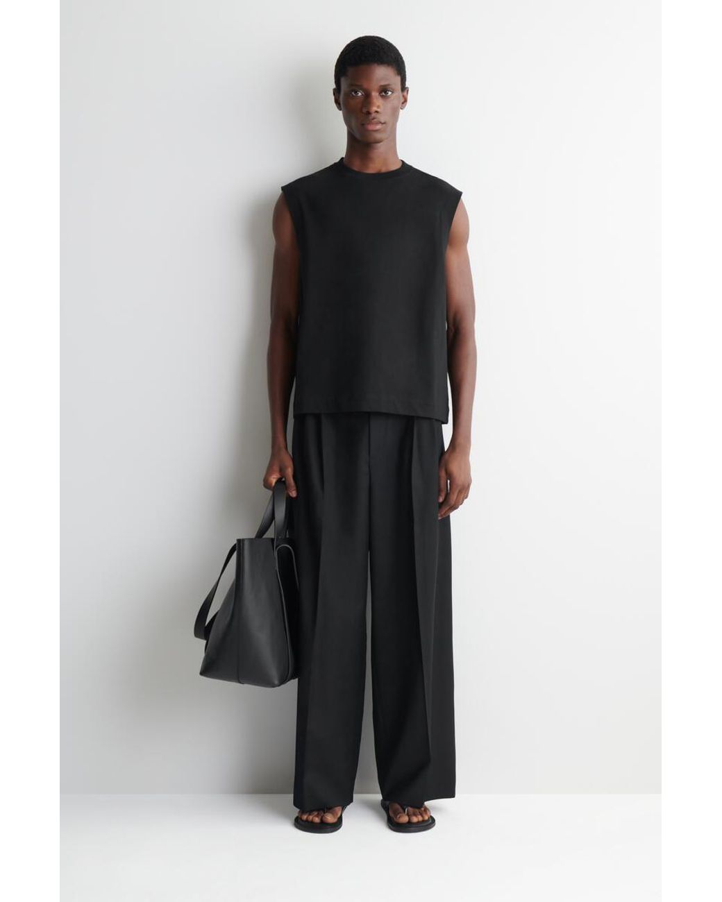 COS Black Relaxed Cotton-crepe Vest for men