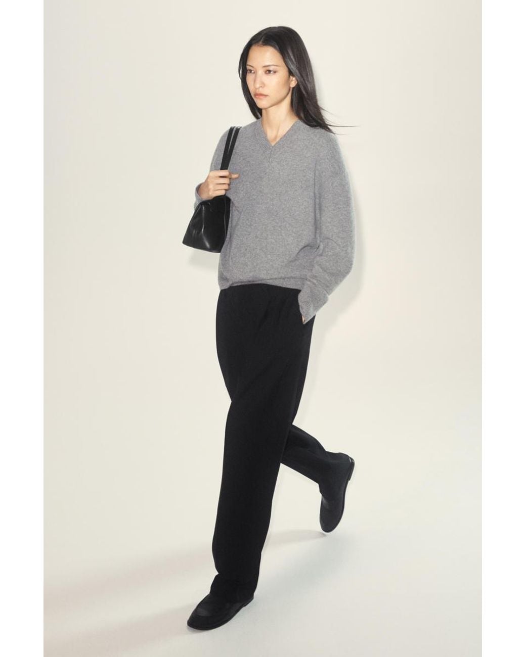 COS Black Pleated Wool-Blend Tapered Trousers