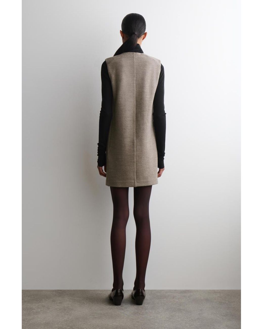 COS Natural Merino Wool Buttoned Shift Mini Dress