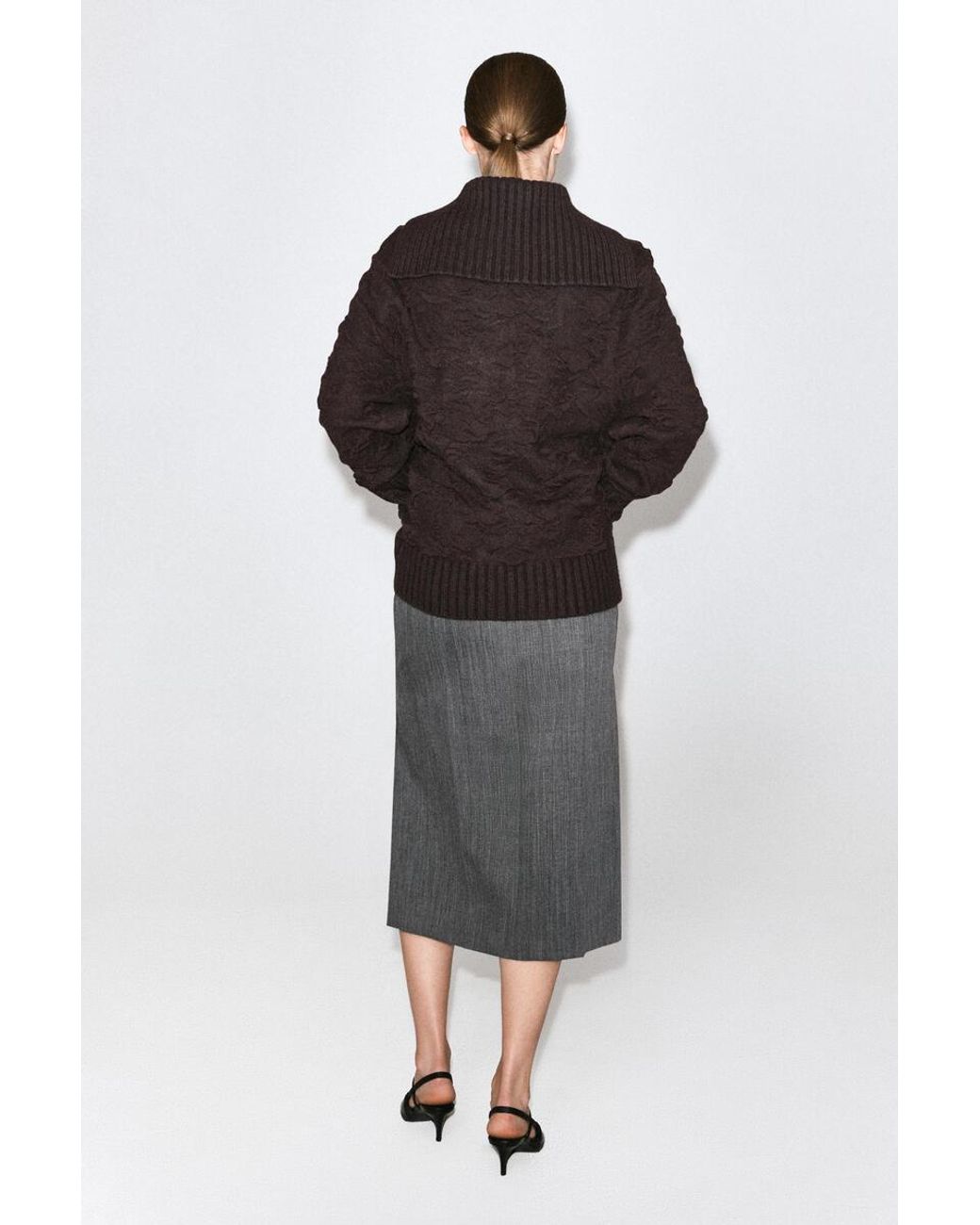 COS Black Bubble-Jacquard Zip-Up Cardigan