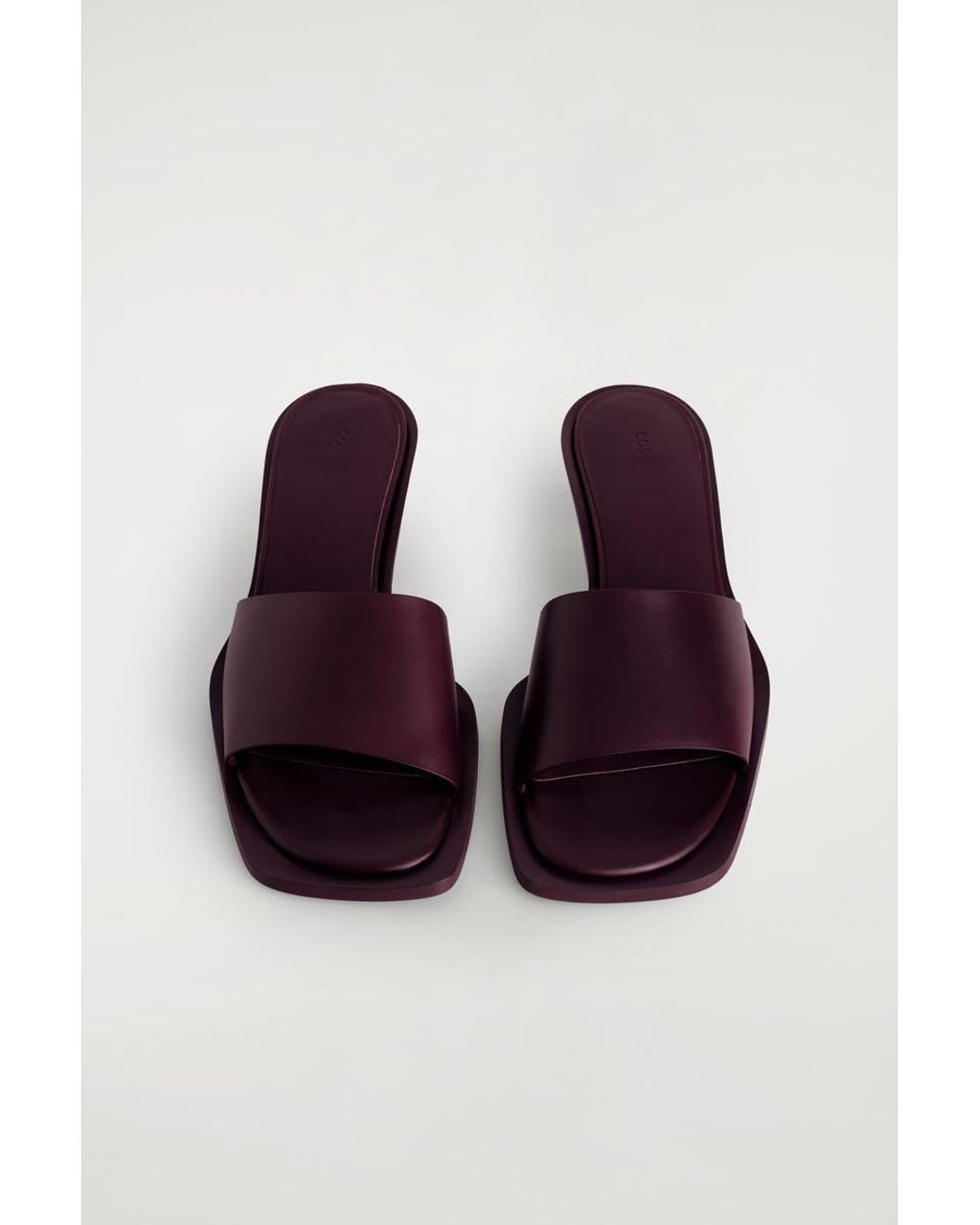COS Red Leather Kitten-Heel Mules