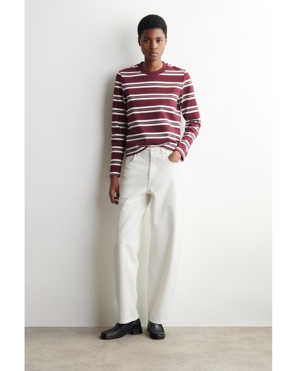 COS Red Clean Cut Long-Sleeved T-Shirt