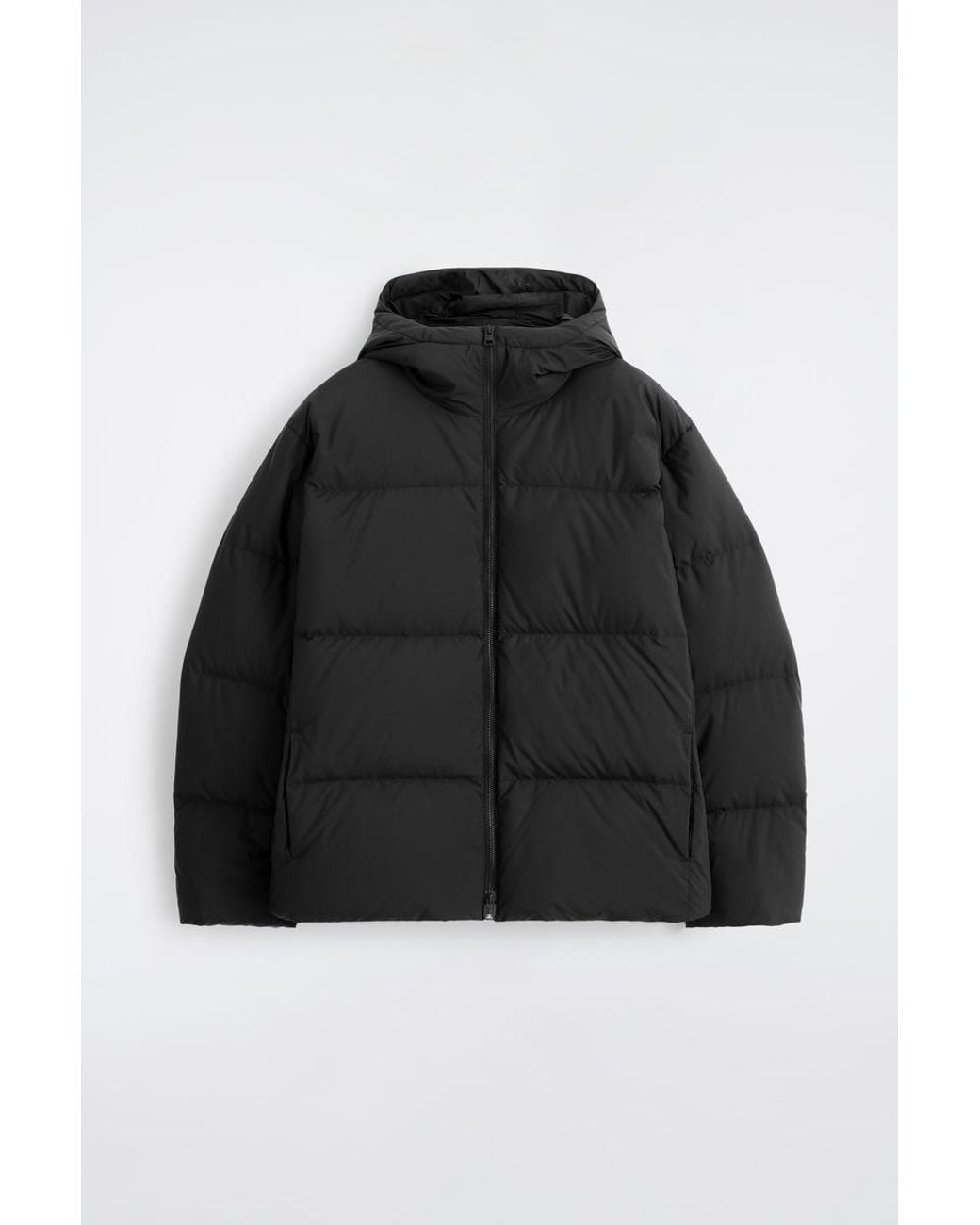 COS Black Hooded Down Puffer Jacket for men