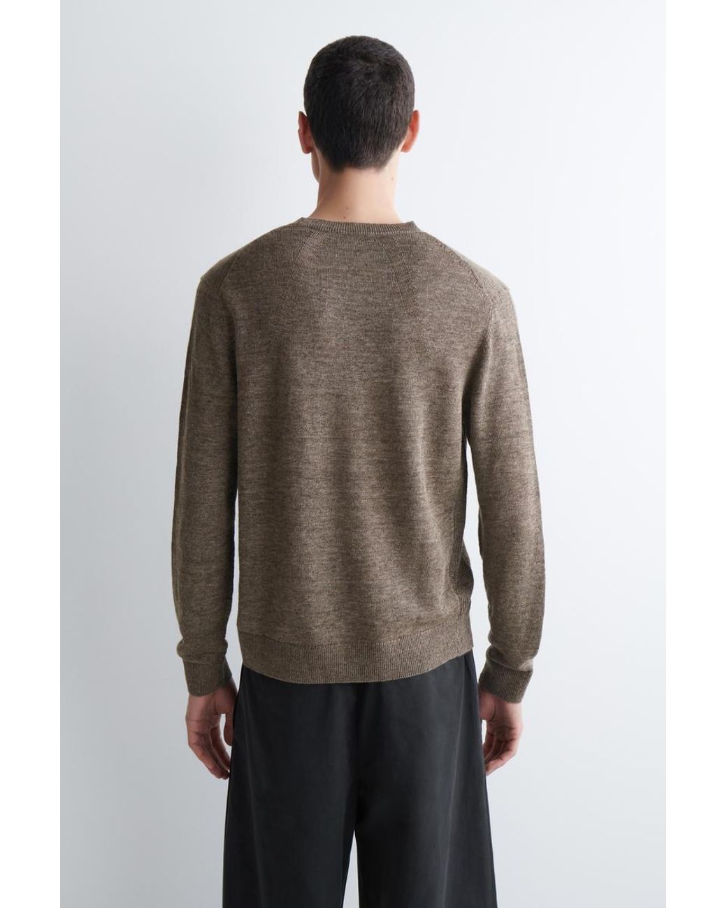 COS Brown Knitted Linen Crew-Neck Sweater for men