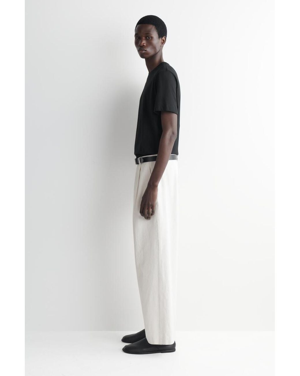COS Black Cotton Crew-Neck T-Shirt for men