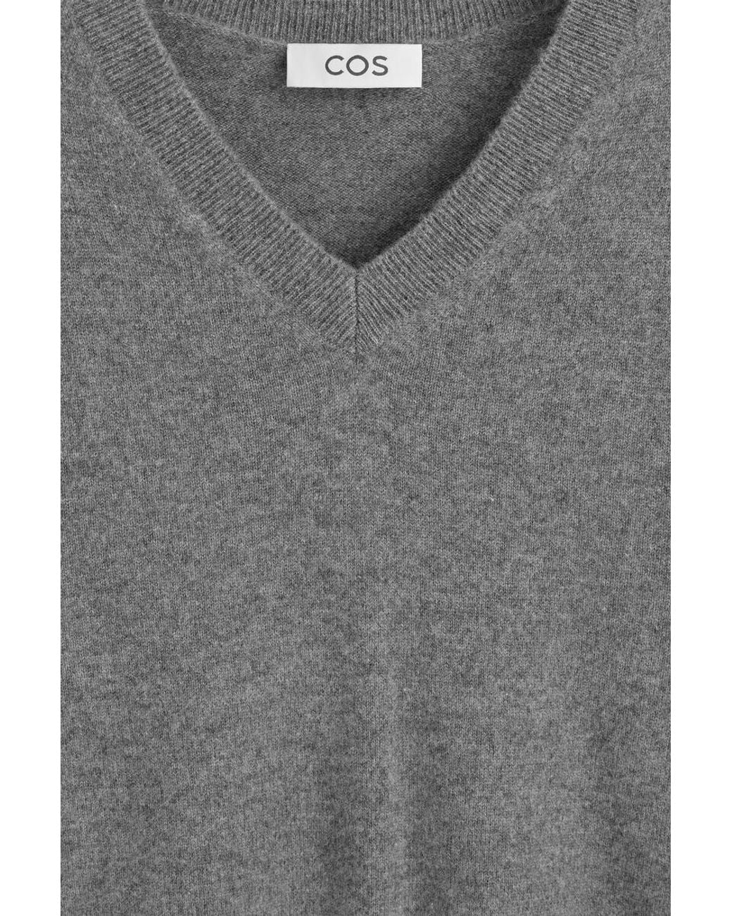 COS Gray Cashmere V-Neck Sweater for men
