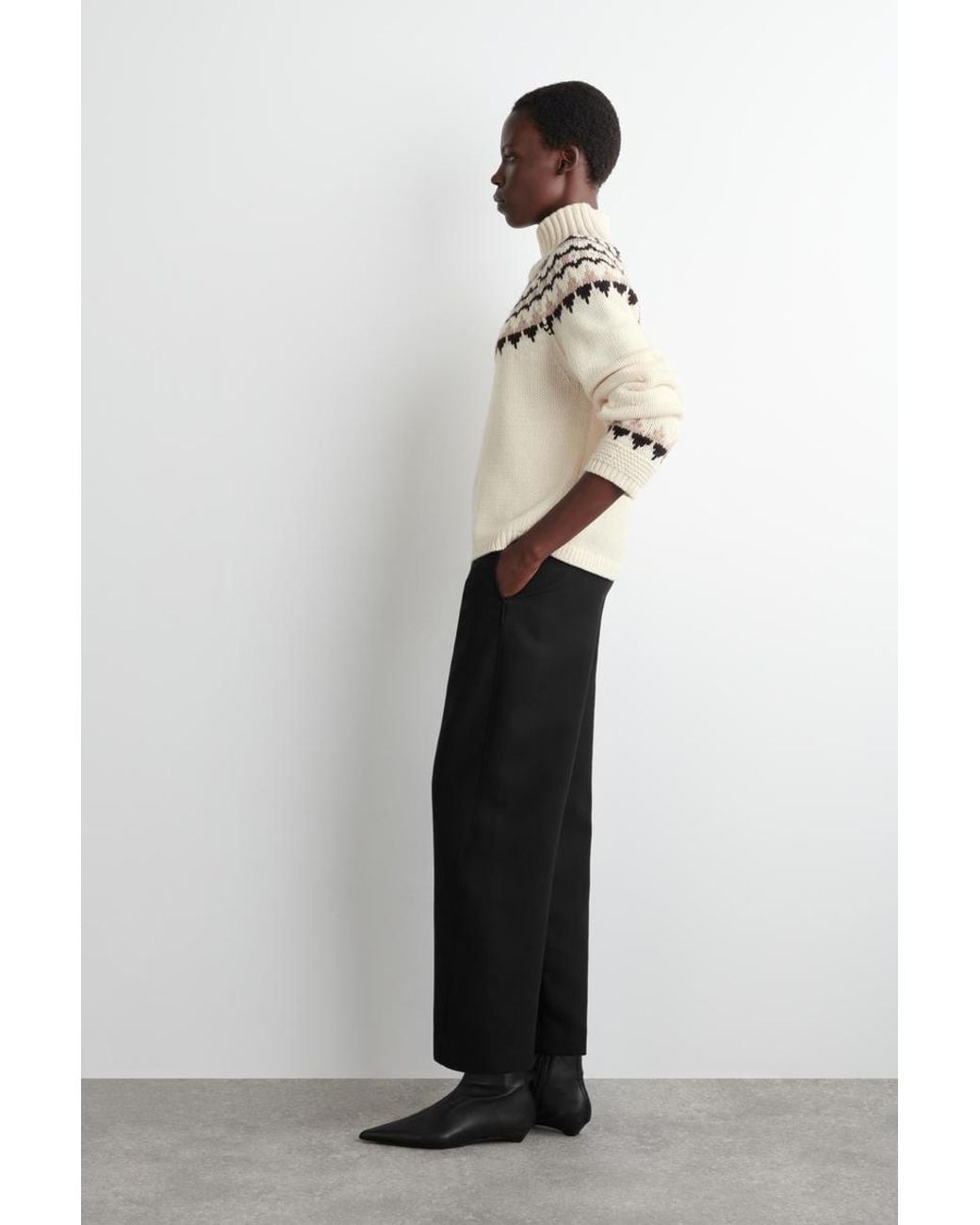 COS Natural Fair Isle Wool-Cashmere Sweater