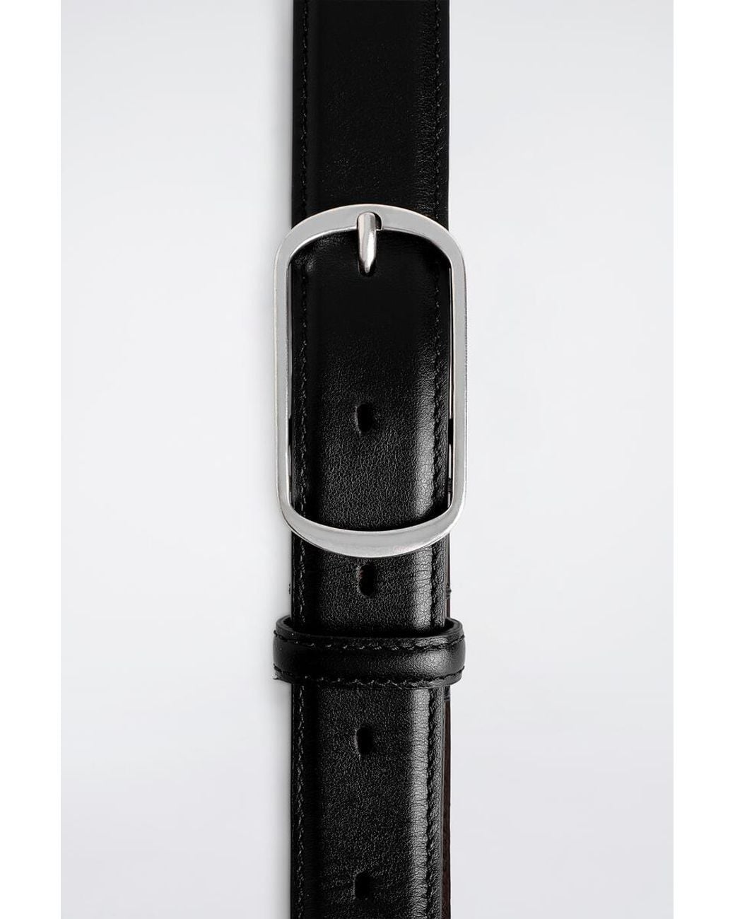 COS White Curved-Buckle Leather Belt for men