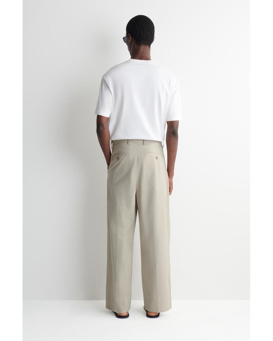COS White Cotton Relaxed Wide-Leg Drawstring Pants for men