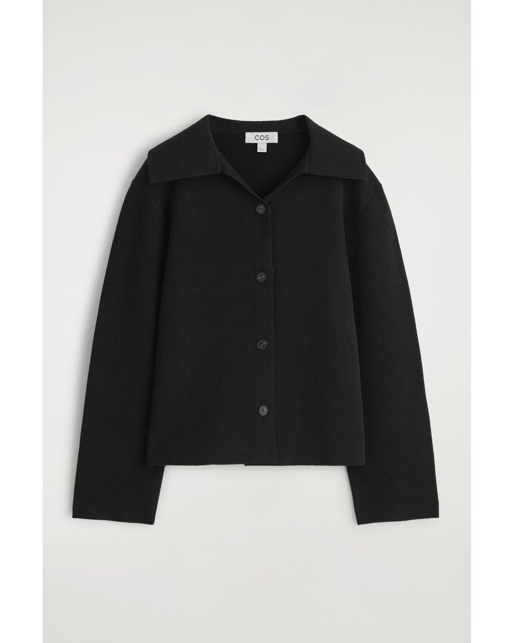 COS Black Collared Knitted Jacket
