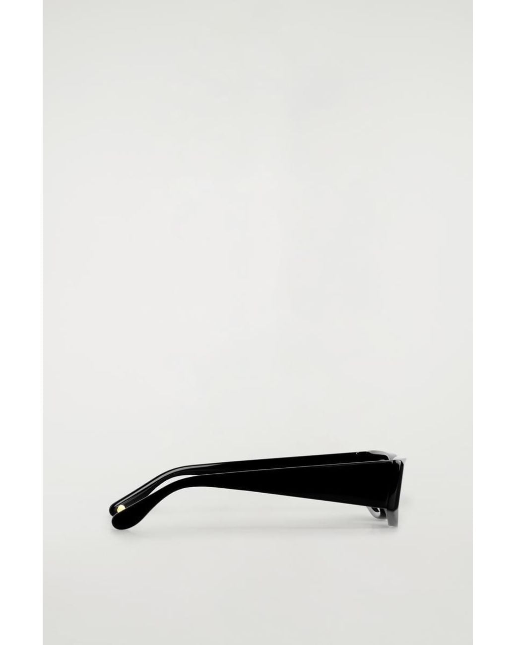 COS Black Slim Rectangular Sunglasses