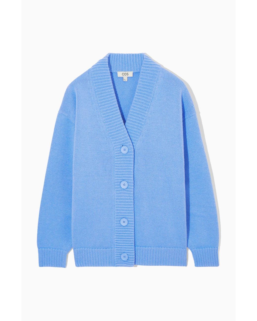 COS Cocooning Wool V-neck Cardigan in Blue | Lyst