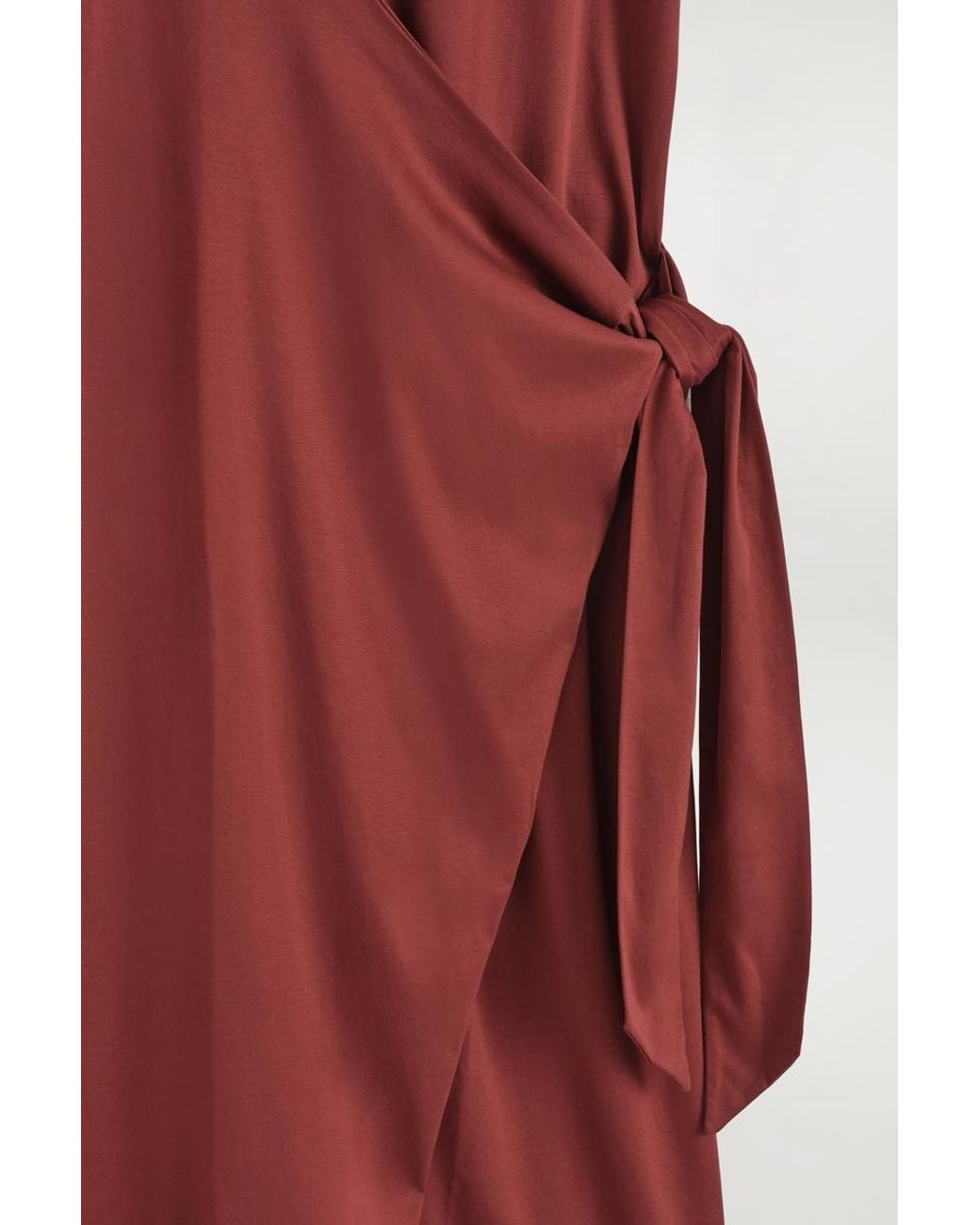 COS Red Wrap-Front T-Shirt Dress