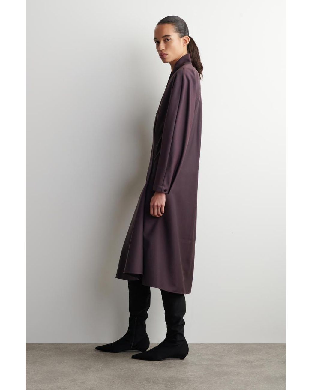 COS Purple Shawl-Collar Wool Wrap Dress