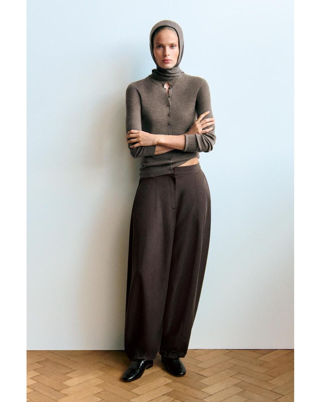 COS Brown Seamless Merino Wool Shirt