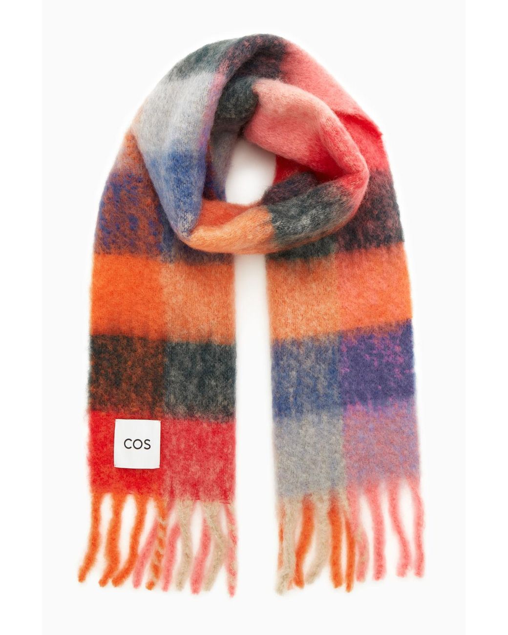 COS Oversized Checked Scarf in Red | Lyst
