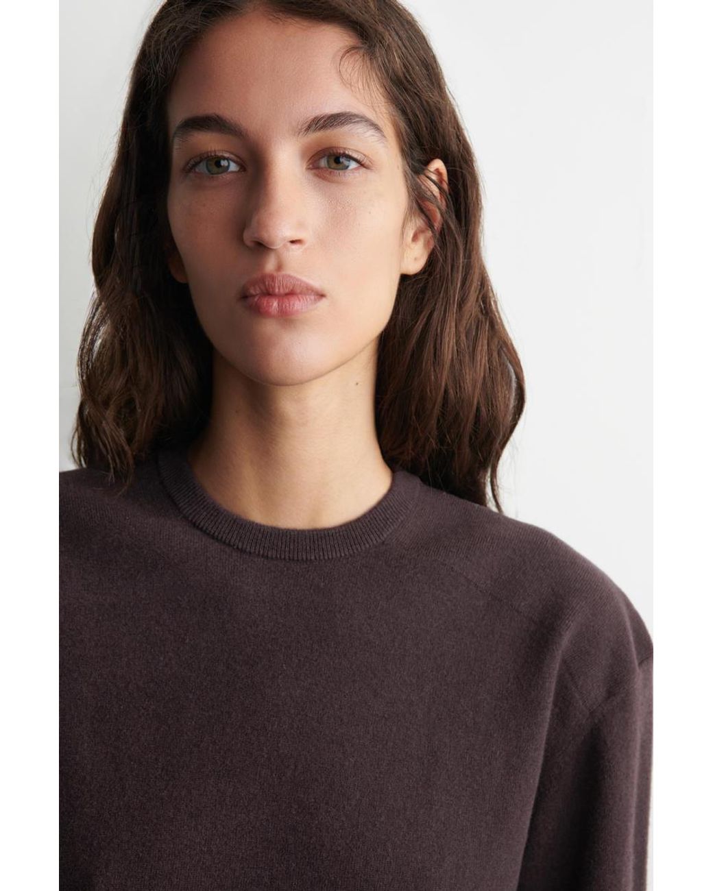 COS Brown Merino Wool Crew-Neck Sweater