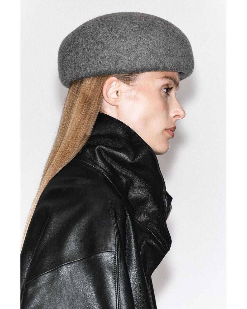 COS Gray Sculpted Wool Beret