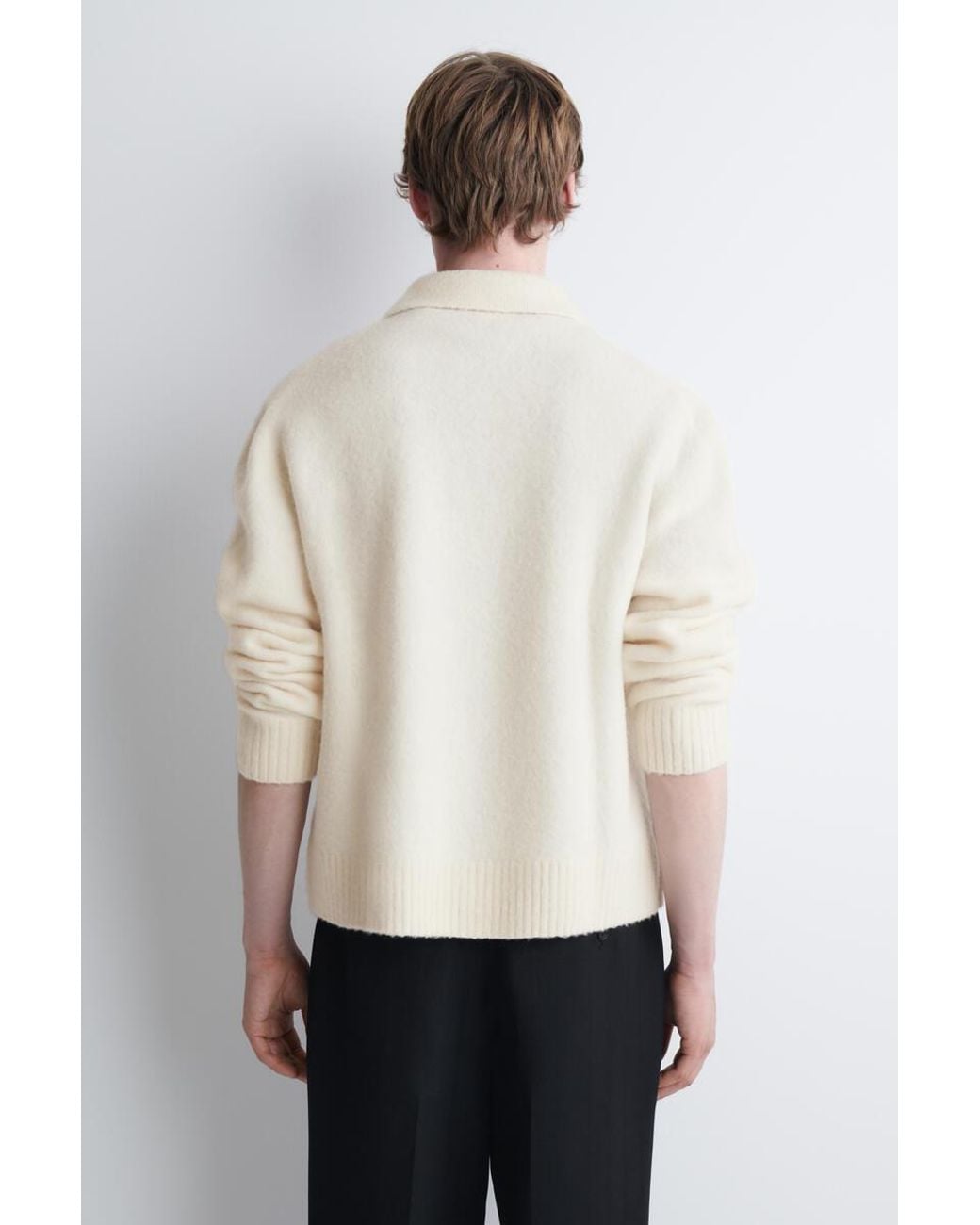 COS White Brushed-Wool Polo Shirt for men