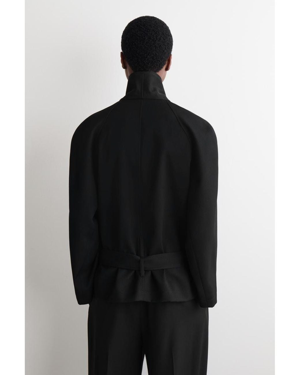 COS Black Belted Wool-Blend Shawl-Collar Jacket