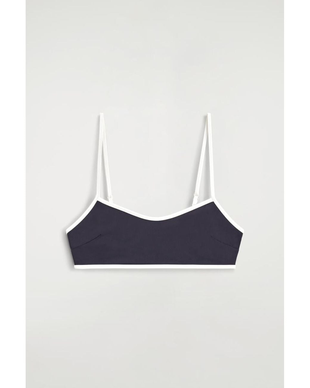 COS Blue Contrast-Trimmed Scoop-Neck Bikini Top
