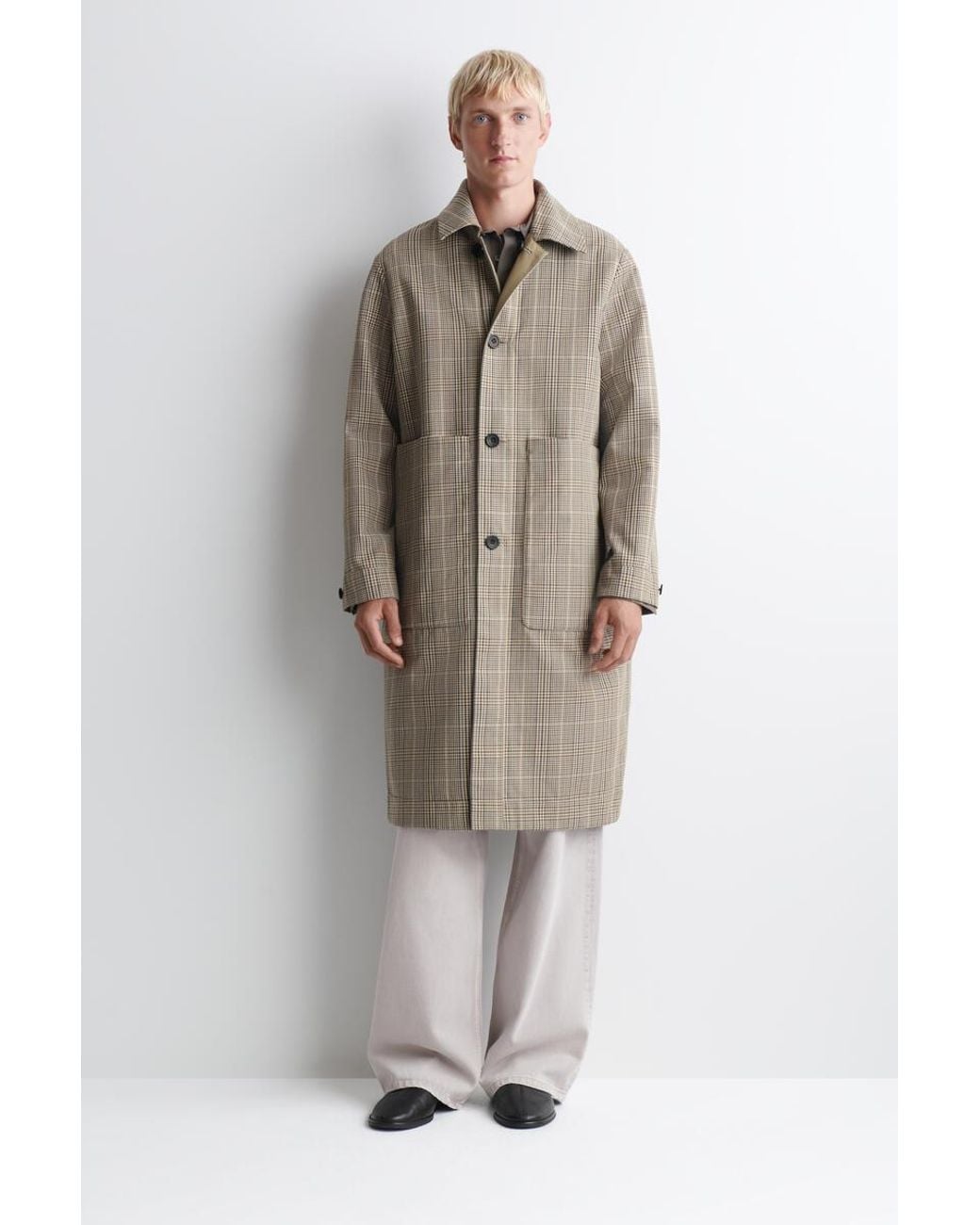 COS Natural Reversible Checked Car Coat for men
