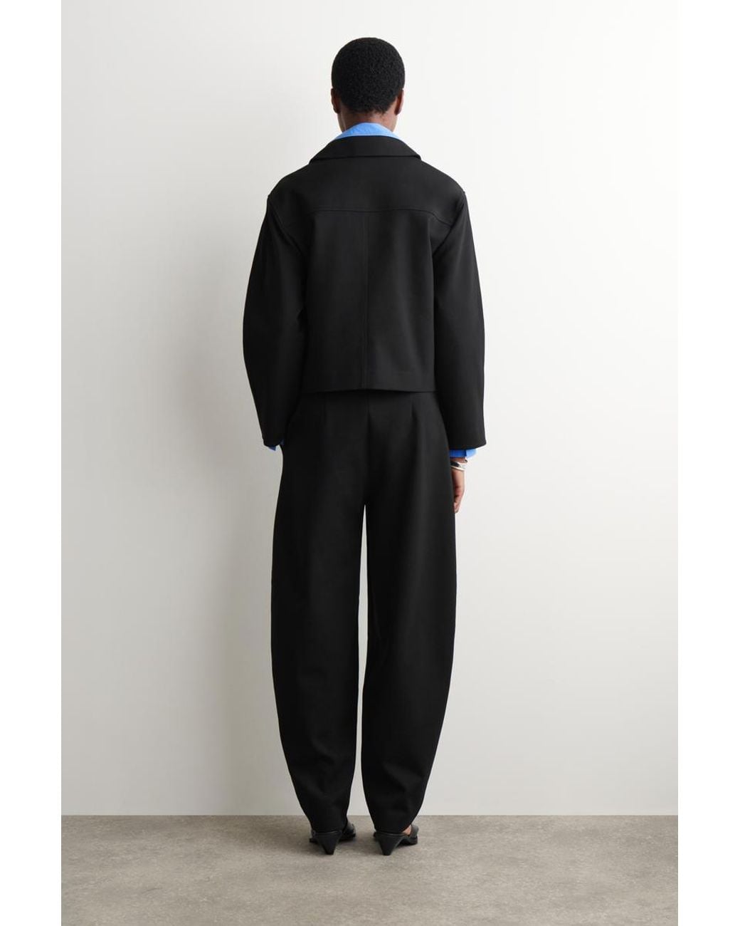 COS Black Jersey Tulip Trousers