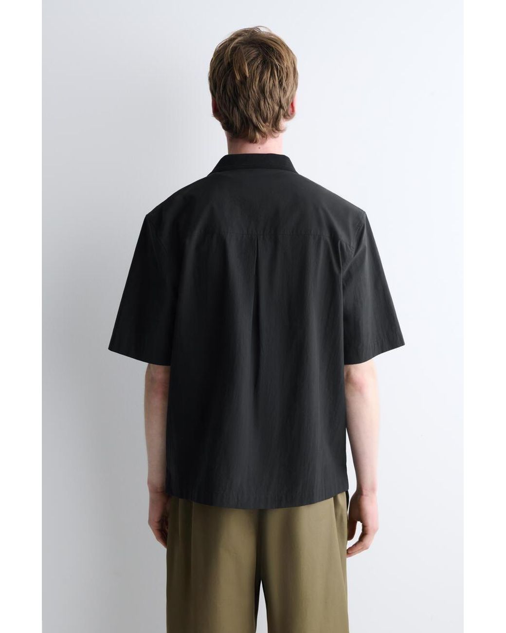 COS Blue Camp-Collar Cotton Shirt for men