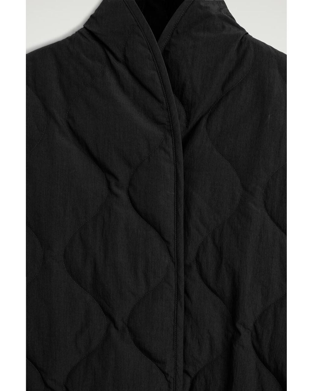 COS Black Shawl-Collar Quilted Jacket