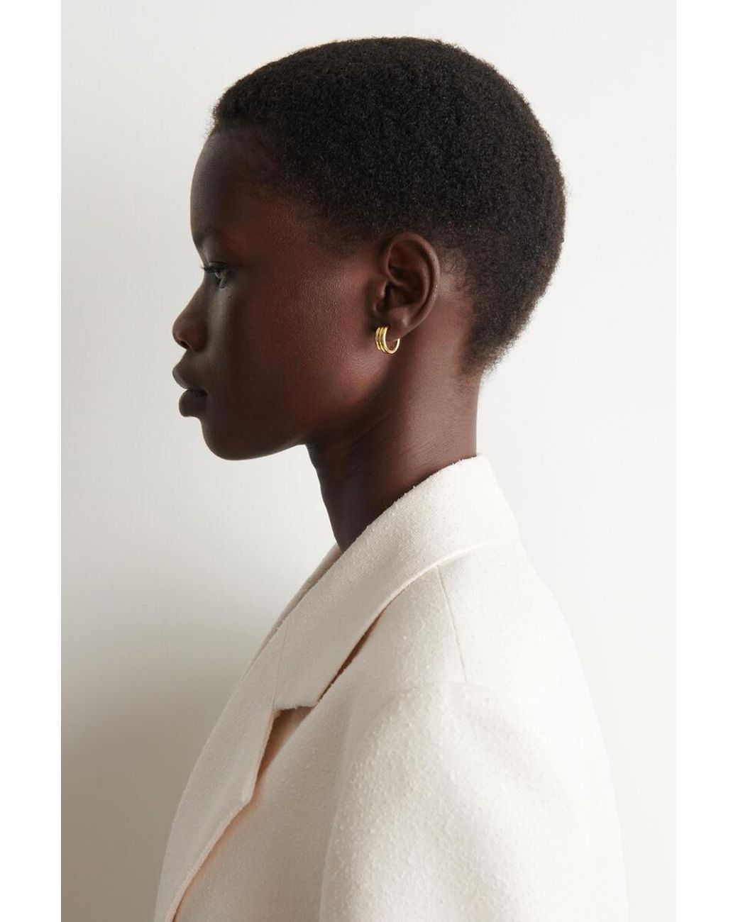 COS Metallic Stacked Mini Hoop Earrings