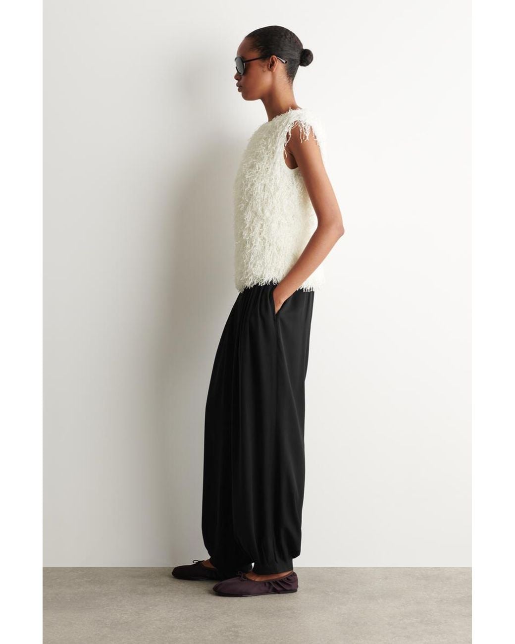 COS Natural Fringed Knitted Top
