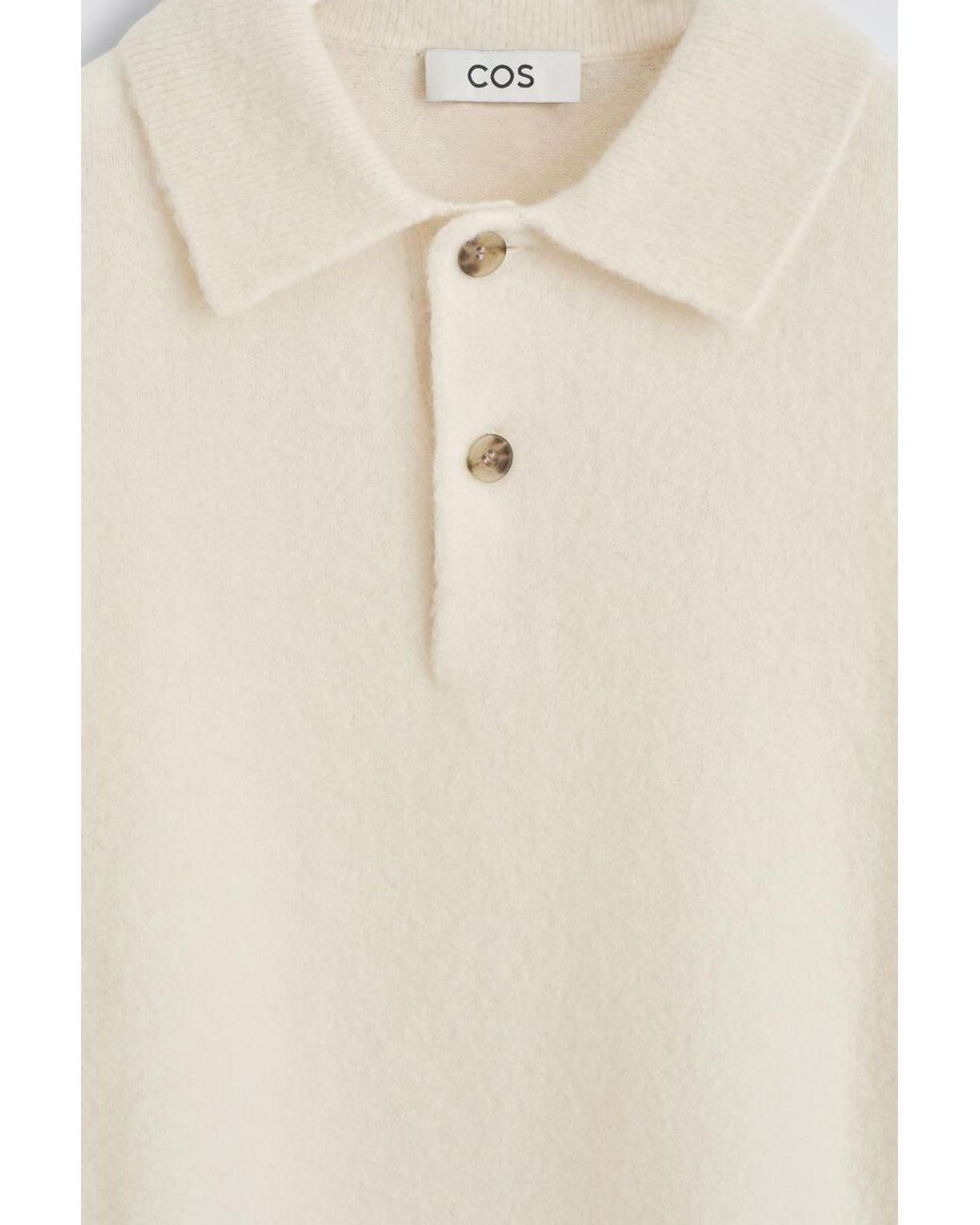 COS White Brushed-Wool Polo Shirt for men