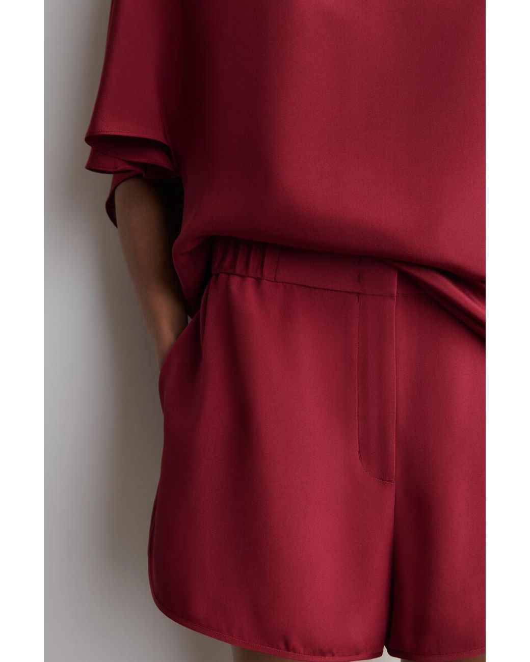 COS Red Silk Boxer Shorts