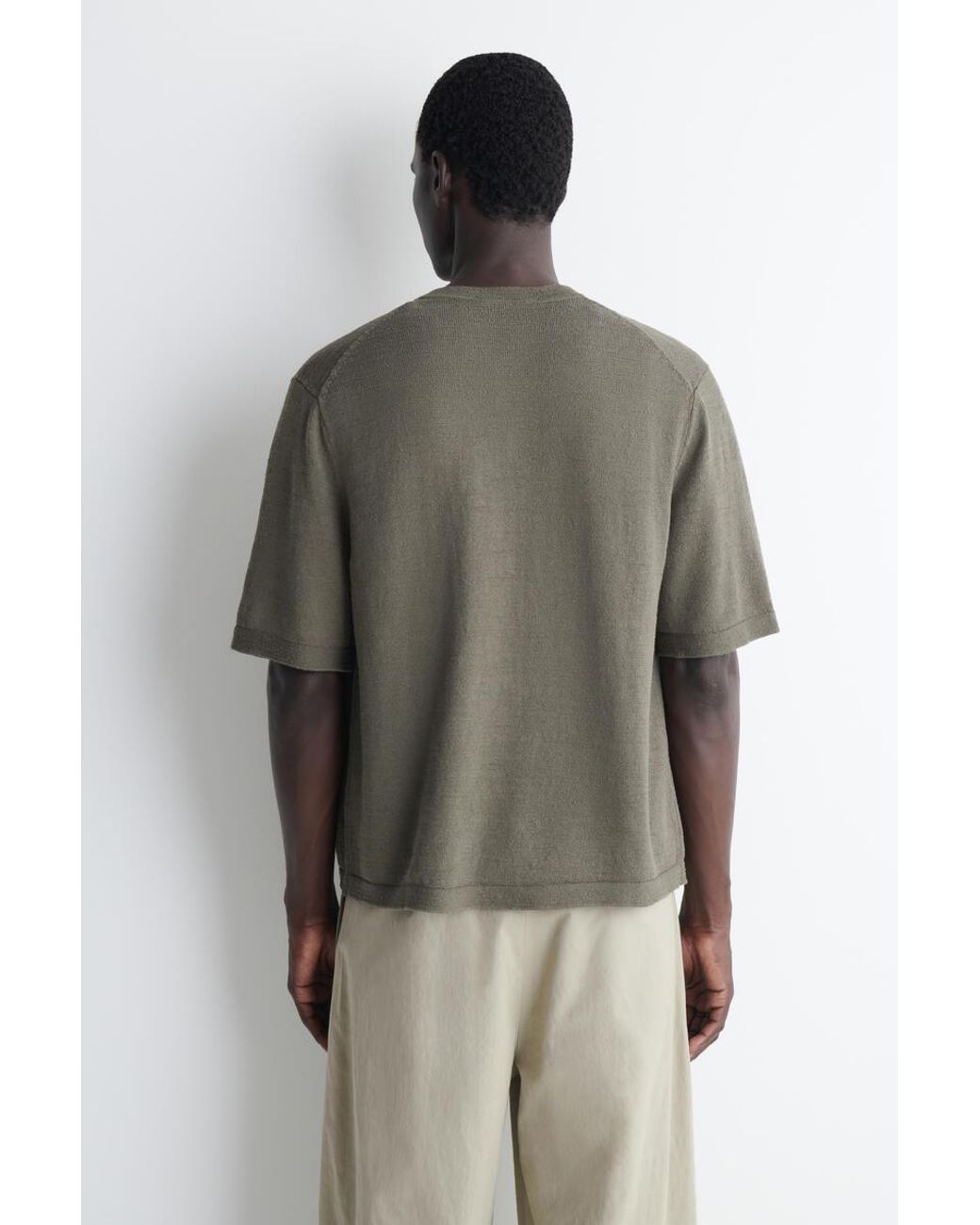 COS Gray Bouclé-Knit Short-Sleeved Cardigan for men