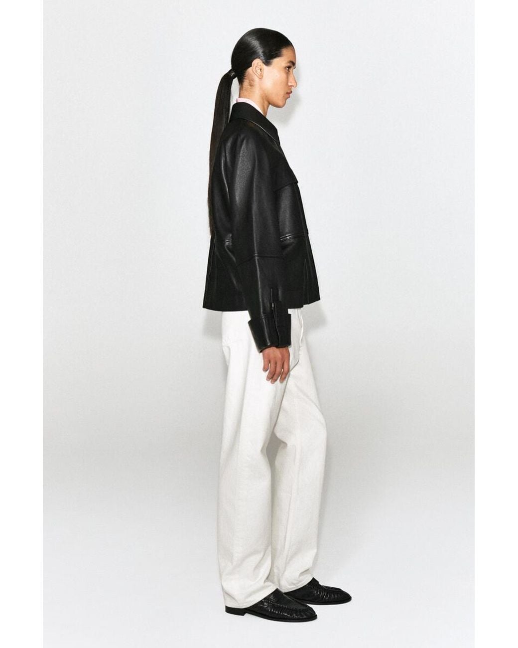 COS Black Leather Workwear Jacket