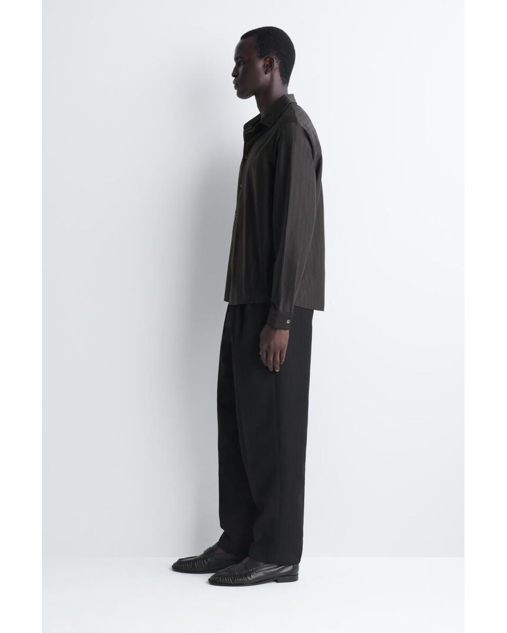COS Black Striped Cotton-Jersey Shirt for men