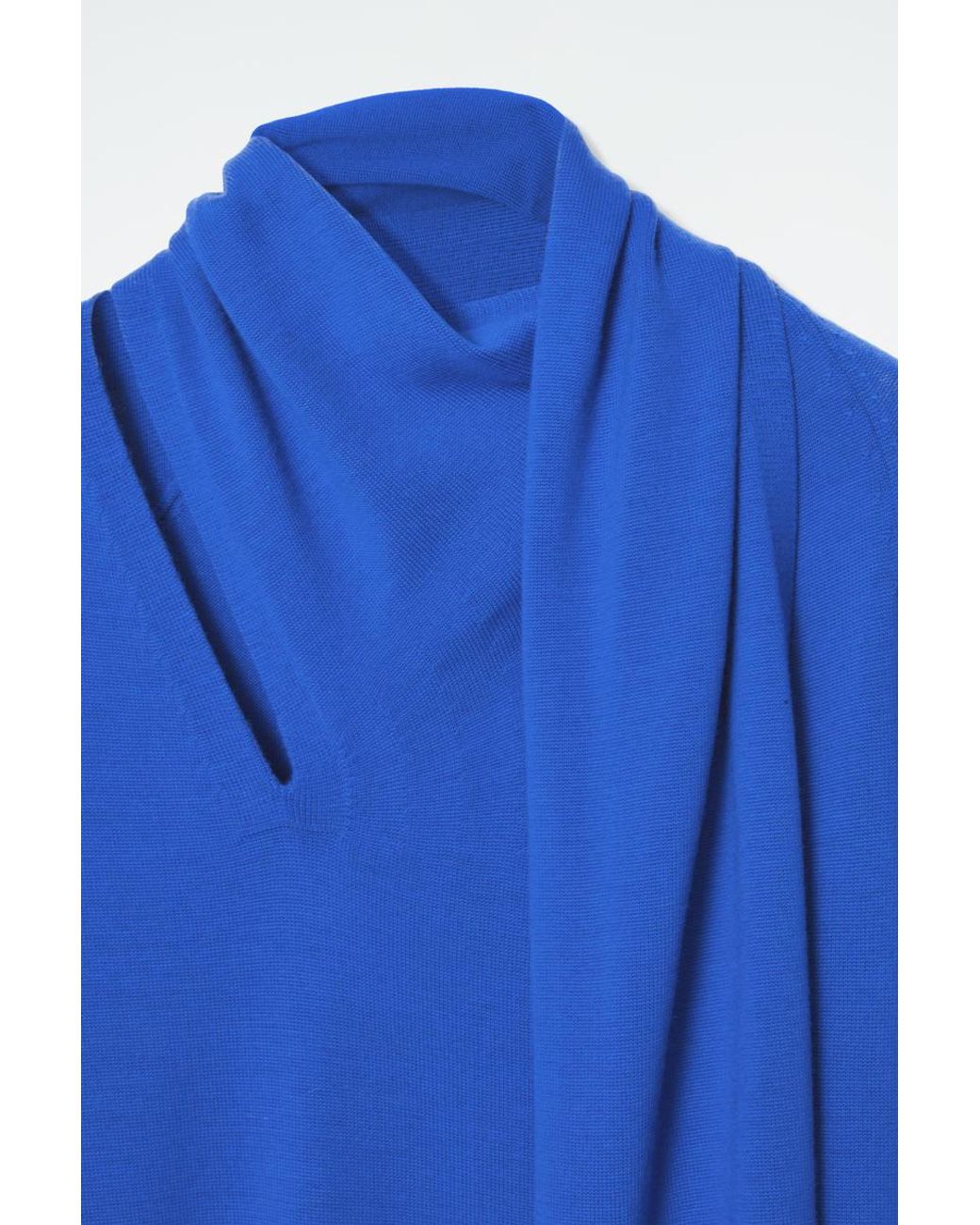 cos scarf detail maxi dress COS Scarf-detail Wool Maxi Dress in Blue